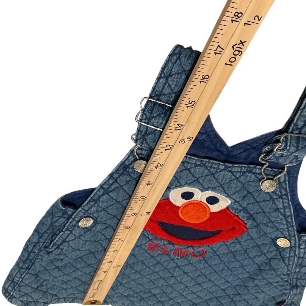 Sesame Street Elmo Vintage Quilted Denim Jumper Dress Blue 18M Kids Overall
